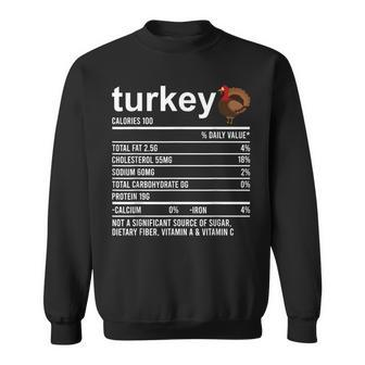 Thanksgiving Food Apparel Turkey Nutrition Fact Foodie Sweatshirt - Monsterry