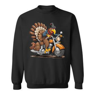 Thanksgiving Turkey On A Motorcycle Sweatshirt - Monsterry