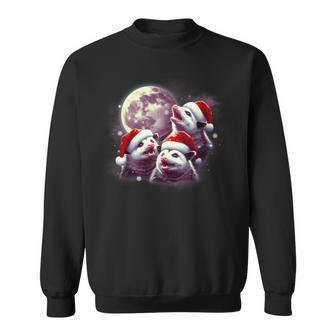 Three Opossum Moon Santa Hat Christmas Possum Sweatshirt | Mazezy