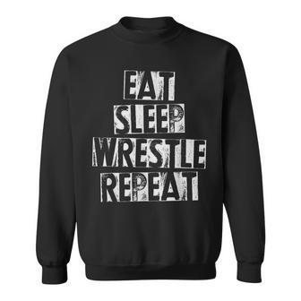 Vintage Wrestler Wrestling Eat Sleep Wrestle Repeat Sweatshirt - Monsterry UK