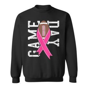 Game Day Breast Cancer Awareness Pink Football Ribbon Sweatshirt - Monsterry