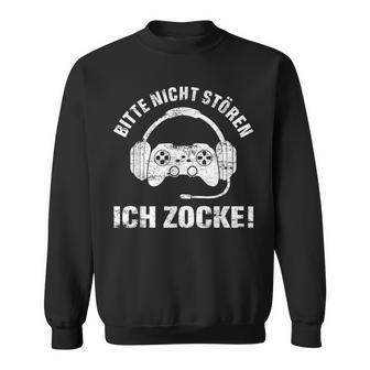 Gamer Sweatshirt Bitte Nicht Stören Ich Zocke - Lustiges Sweatshirt für Spielefans - Seseable