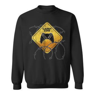 Gamer Zone Sign Warning Video Games Place Boys Sweatshirt - Monsterry AU