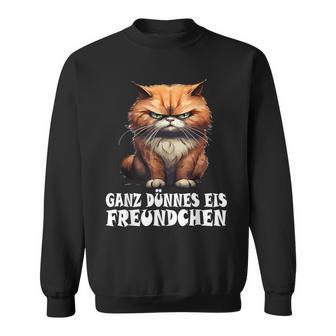 Ganz Dünnes Eis Freundchen Katze Sweatshirt - Seseable