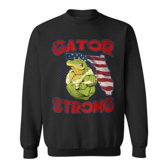 Gator Strong Florida State Gator American Flag Florida Map Sweatshirt - Thegiftio UK