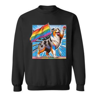 Gay Pride Lgbt Australian Shepherd Dog Sweatshirt - Monsterry