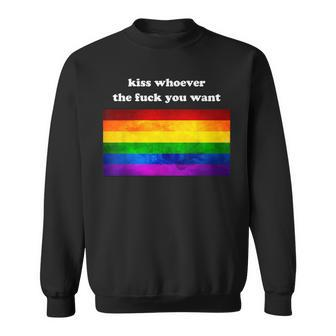 Gay Pride Lgbt Kiss Whoever You Want Sweatshirt - Monsterry