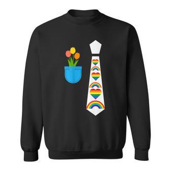 Gay Pride Parade Little Rainbows Tie Tux Costume With Tulips Sweatshirt - Monsterry CA