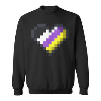 Gaymer Lgbt Retro Pride Gender Non-Binary Gamer Heart Sweatshirt - Monsterry UK