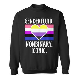 Genderfluid Nonbinary Iconic Pride Flag Genderqueer Queer Sweatshirt - Monsterry AU