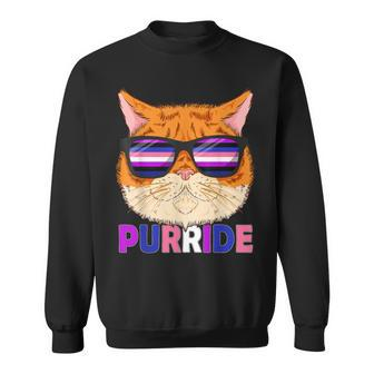 Genderfluid Purride Cat Kitten Sunglasses Gay Pride Sweatshirt - Monsterry CA