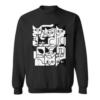 Geometric Cat Silhouette Abstract Kitten Classic Cute Cat Sweatshirt - Seseable