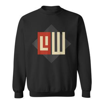 Geometrisches Sweatshirt Schwarz mit stylisiertem Buchstaben-Design - Seseable