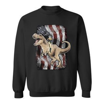 George Washington Riding T-Rex Dinosaur Sweatshirt - Monsterry