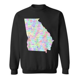Georgia County Map With County Names Sweatshirt - Monsterry