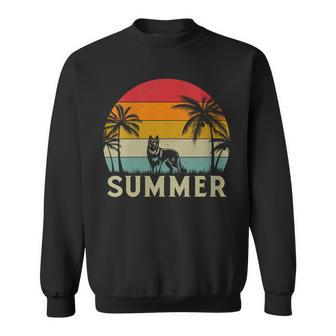 German Shepherd Dog Palm Tree Sunset Beach Vacation Summer Sweatshirt | Mazezy AU