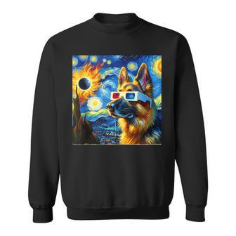 German Shepherd Solar Eclipse 2024 Van Gogh Starry Night Sweatshirt - Thegiftio UK