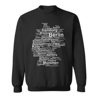 Germany Map Silhouette Towns Cities Berlin Hamburg Travel Sweatshirt - Monsterry AU