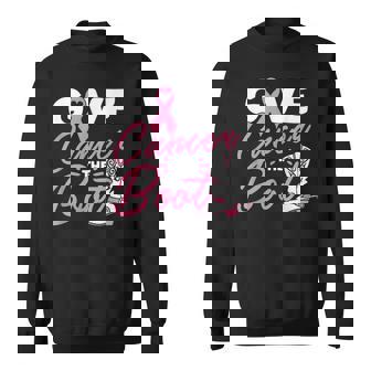 Give Cancer The Boot Pink Ribbon Breast Cancer Awareness Sweatshirt - Monsterry