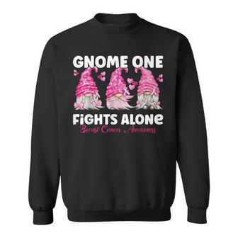 Gnome One Fights Alone Pink Breast Cancer Awareness Sweatshirt - Monsterry DE