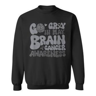 Go Gray In May For Brain Tumor Cancer Awareness Gray Ribbon Sweatshirt - Seseable