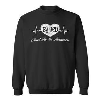 Go Red For Heart Month Awareness Heart Disease Survivor Sweatshirt - Monsterry