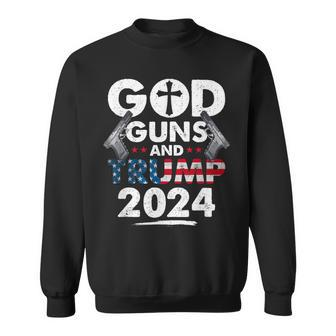 God Guns And Trump 2024 Usa American Flag Sweatshirt - Monsterry DE