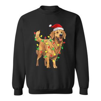 Golden Retriever Christmas Santa Hat Tree Lights Pajama Sweatshirt - Monsterry