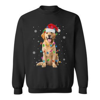 Golden Retriever Christmas Santa Hat Xmas Lights Dog Lover Sweatshirt | Mazezy