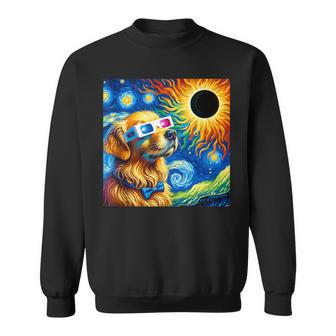 Golden Retriever Solar Eclipse 2024 Van Gogh Starry Night Sweatshirt - Monsterry UK