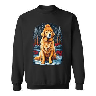 Golden Retriever In Winter Hat Happy Golden Retriever Sweatshirt - Geschenkecke