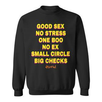 Good Sex No Stresses Ones Boo No Ex Small Circle Big Checks Sweatshirt - Monsterry