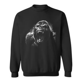 Gorilla Face Angry Growling Scary Silverback Gorilla Sweatshirt | Mazezy