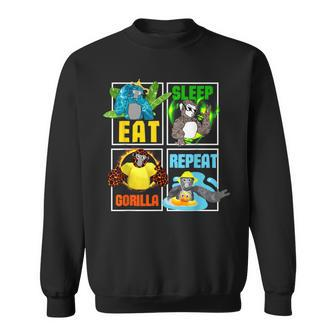 Gorilla Monkey Tag Vr Game Birthday Boys Eat Sleep Repeat Sweatshirt - Seseable