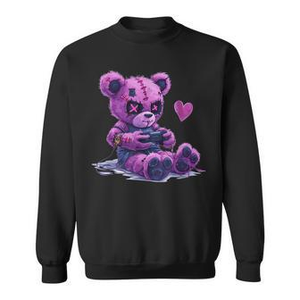Goth Pastel Cute Creepy Kawaii Gamer Teddy Bear Gaming Sweatshirt - Seseable