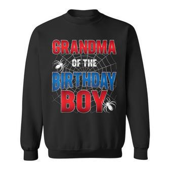 Grandma Of Birthday Boy Costume Spider Web Birthday Party Sweatshirt - Seseable