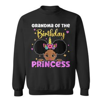 Grandma Of The Birthday Princess Melanin Afro Unicorn Cute Sweatshirt - Thegiftio UK