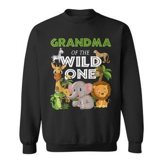 Grandma Of The Wild One Zoo Birthday Safari Jungle Animal Sweatshirt - Seseable
