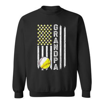 Grandpa American Flag Softball Baseball Grandpa Sweatshirt - Monsterry CA