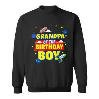 Grandpa Of Birthday Astronaut Boy Outer Space Theme Party Sweatshirt - Monsterry