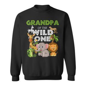 Grandpa Of The Wild One Zoo Birthday Safari Jungle Animal Sweatshirt | Mazezy