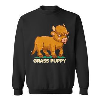 Grass Puppy Alternative Animal Name Scottish Highland Cow Sweatshirt | Mazezy