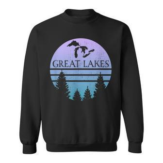 Great Lakes Of Michigan Lakes Silhouette Trees Sweatshirt - Monsterry