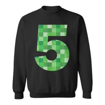Green Pixel Number 5 5Th Birthday Gamer Number 5 Sweatshirt - Monsterry DE