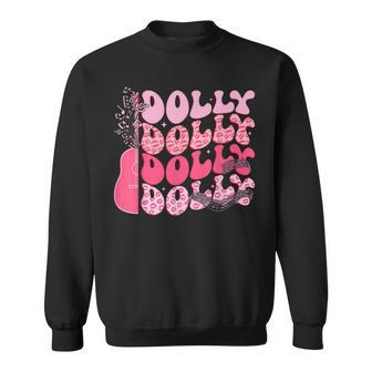 Groovy Dolly First Name Guitar Pink Cowgirl Western Sweatshirt - Seseable