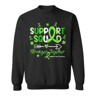 Groovy Support Squad Green Ribbon Lymphoma Cancer Awareness Sweatshirt - Thegiftio UK