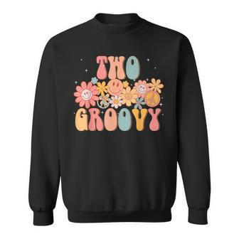 Groovy Two 2Nd Birthday 2 Year Old Peace Sign Smile Face Sweatshirt - Monsterry UK