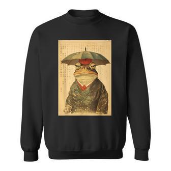 Grumpy Frog Unimpressed Toad Vintage Japanese Aesthetic Sweatshirt - Monsterry DE