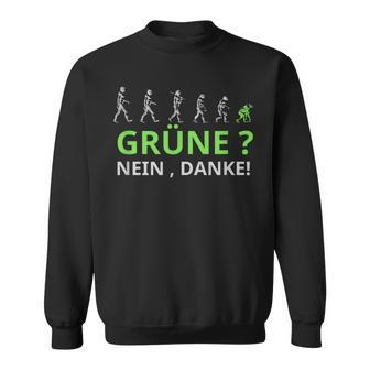 Grüne Nein Dank Saying Sweatshirt - Seseable