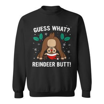 Guess What Reindeer Butt & Boys Ugly Christmas Sweatshirt - Monsterry